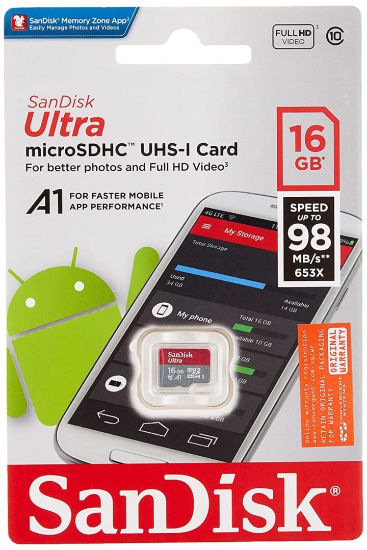 SanDisk 16GB Ultra MicroSDHC Memory Card